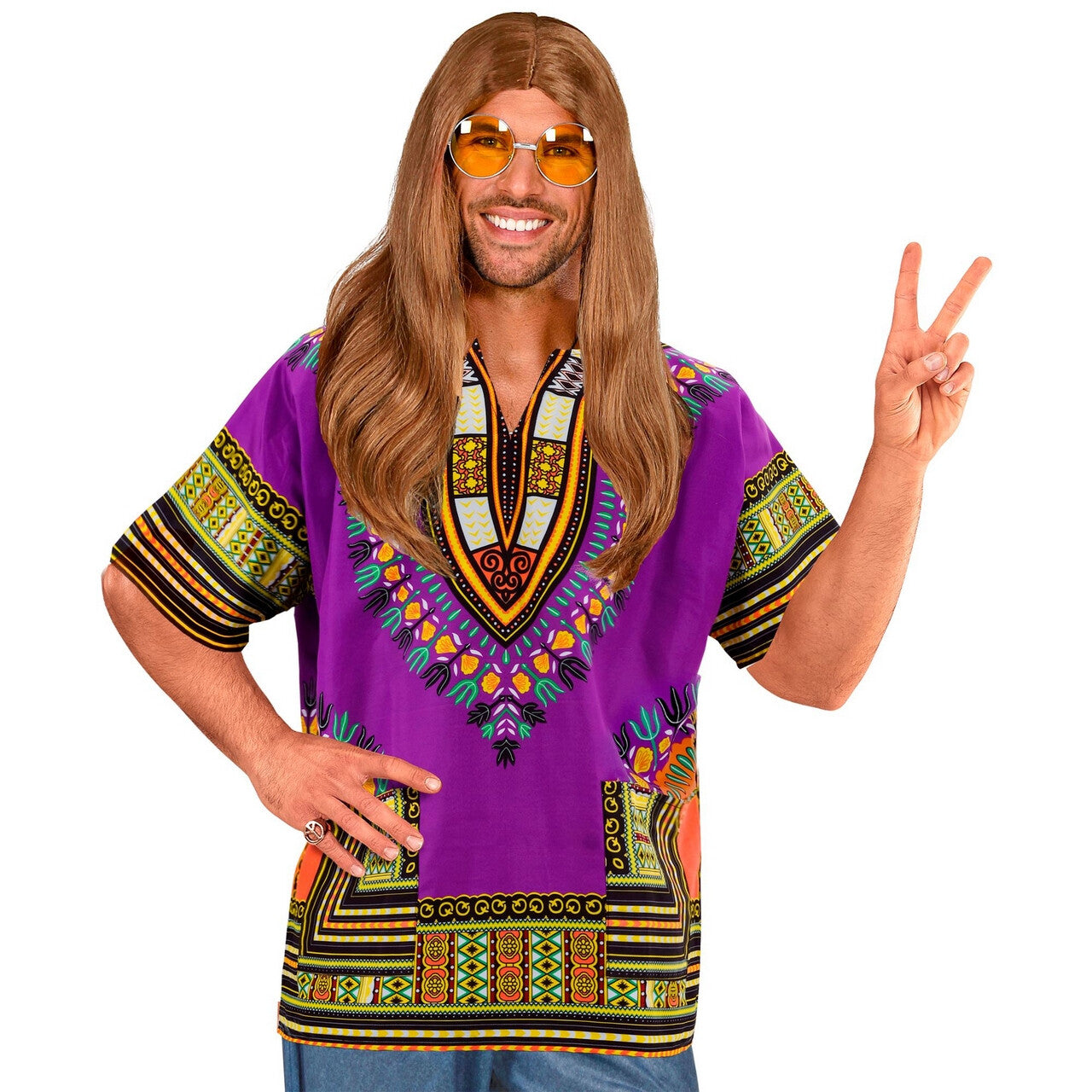 Op deze afbeelding zie je een Kostuums, van het merk Widmann. Dashiki Paars Shirt Man