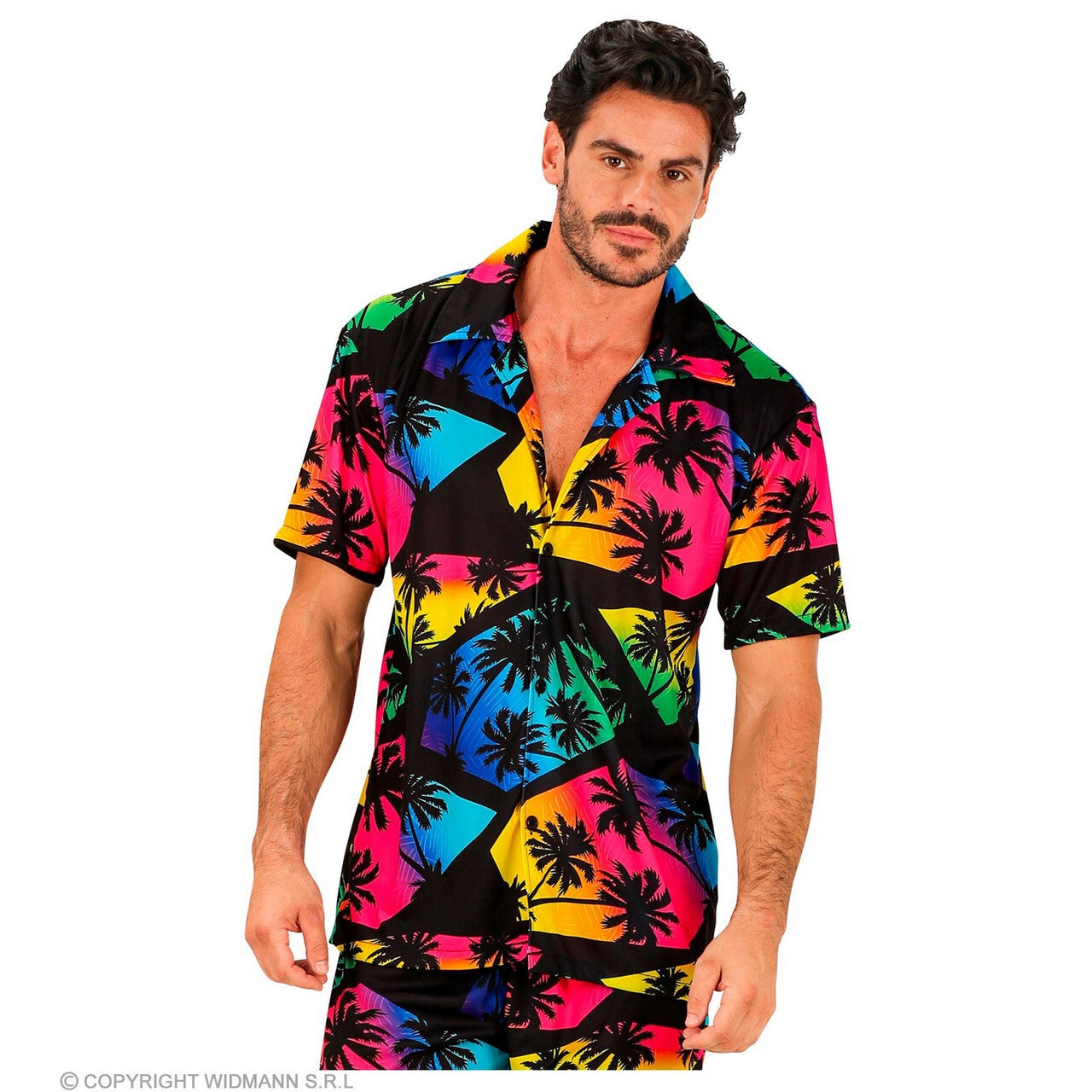 Op deze afbeelding zie je een Kostuums, van het merk Widmann. Summer Sunset Palmtree Shirt Man