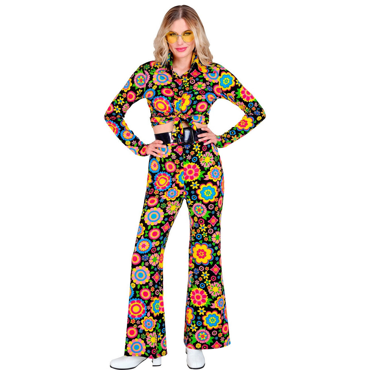 Op deze afbeelding zie je een Kostuums, van het merk Widmann. Flower Love Broek So Into The 60s Vrouw