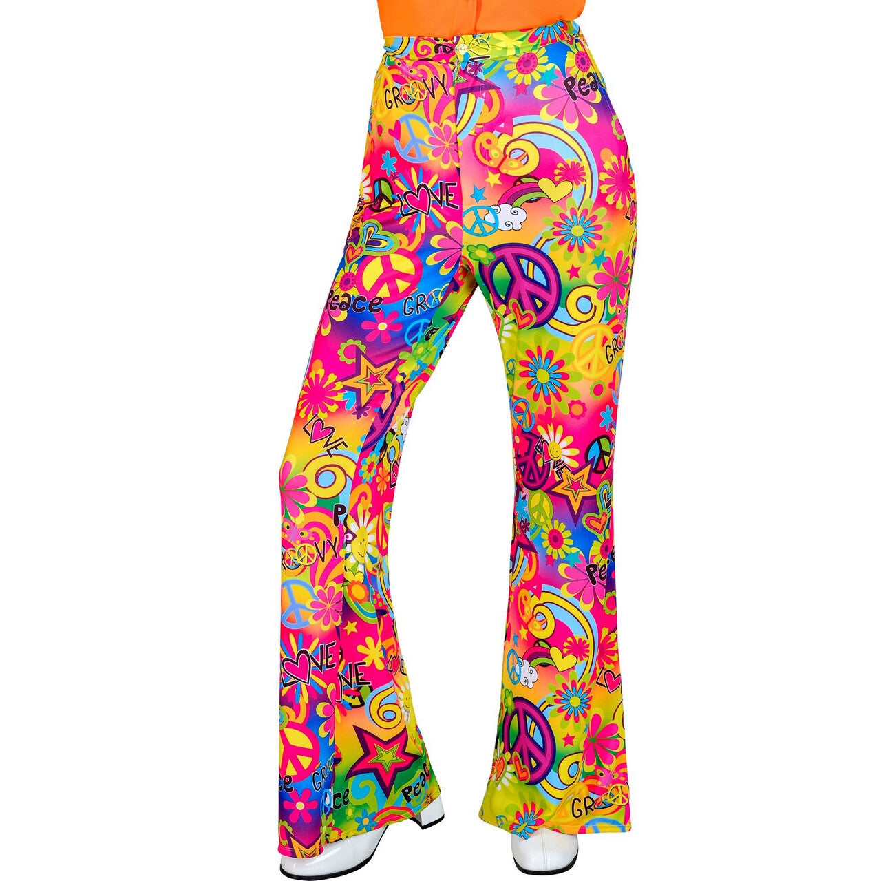 Op deze afbeelding zie je een Kostuums, van het merk Widmann. Super 60s Peace And Love Broek Vrouw
