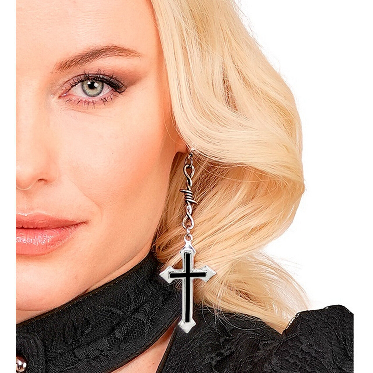 Op deze afbeelding zie je een Accessoires, van het merk Widmann. Oorbellen Gotisch Kruis