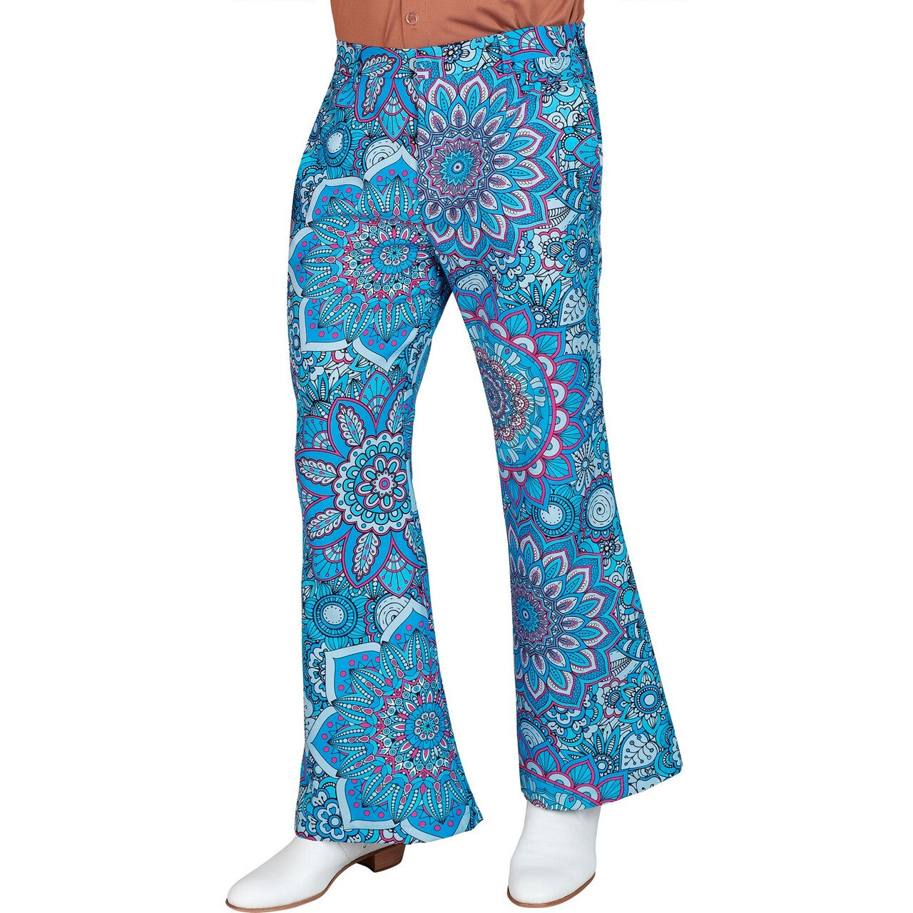 Op deze afbeelding zie je een Kostuums, van het merk Widmann. Super 60s Mandala Blue Wijde Pijpen Broek
