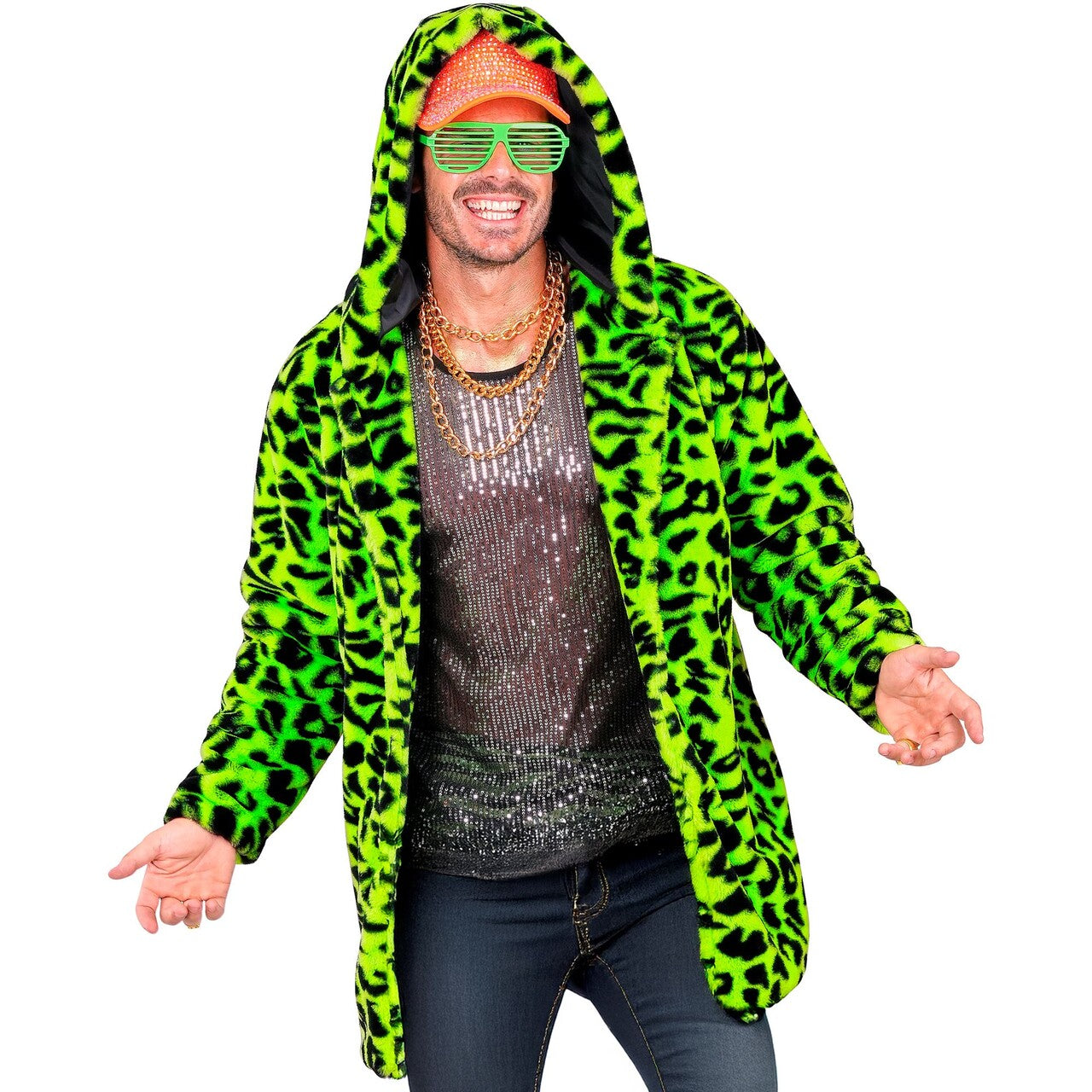 Op deze afbeelding zie je een Kostuums, van het merk Widmann. Bontjas Met Capuchon No Camo Green Kostuum