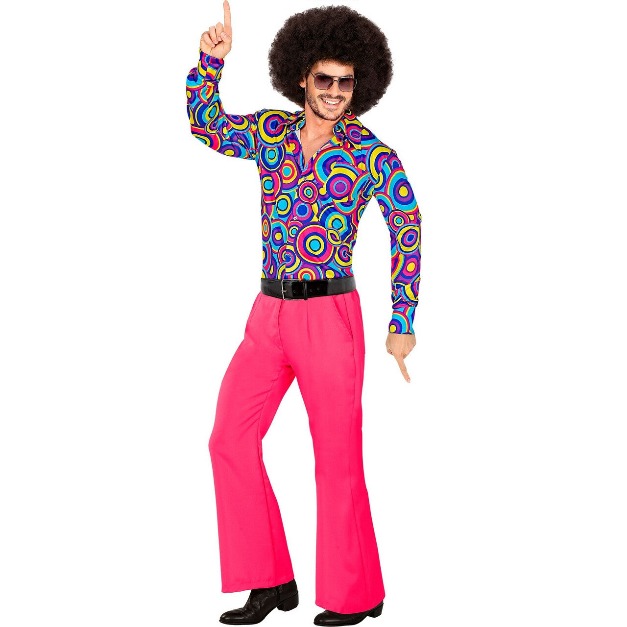Op deze afbeelding zie je een Kostuums, van het merk Widmann. Jaren 70 Soul Dance Broek Roze Man