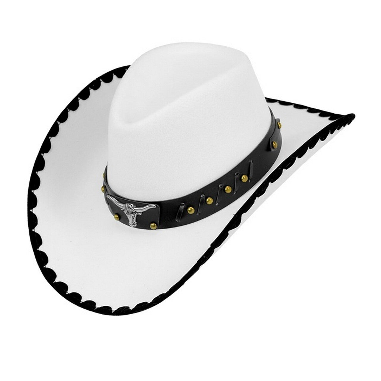 Op deze afbeelding zie je een Accessoires, van het merk Widmann. Witte Cowboy Hoed Met Stier