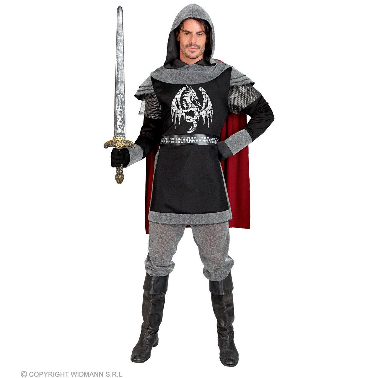 Op deze afbeelding zie je een Kostuums, van het merk Widmann. Donkere Ridder Van Darkcastle Man Kostuum