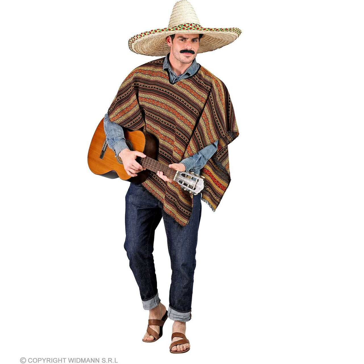 Op deze afbeelding zie je een Kostuums, van het merk Widmann. Mexicaanse Boho Poncho Kostuum