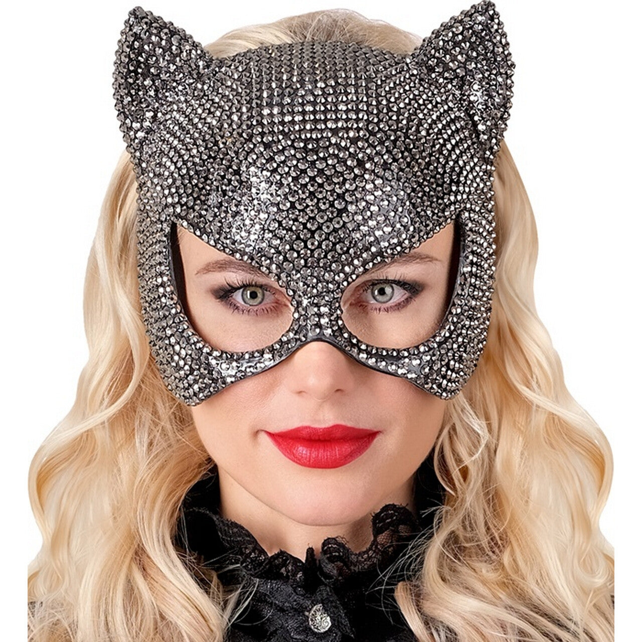 Op deze afbeelding zie je een Accessoires, van het merk Widmann. Kittig Masker Met Strass