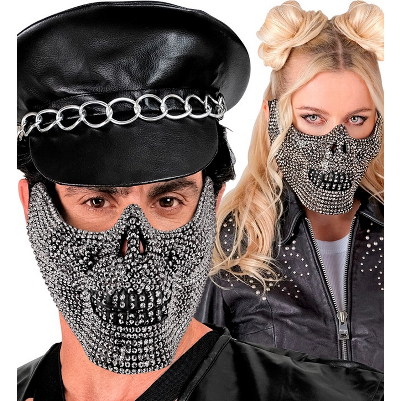 Op deze afbeelding zie je een Accessoires, van het merk Widmann. Halfmasker Schedel Met Strass
