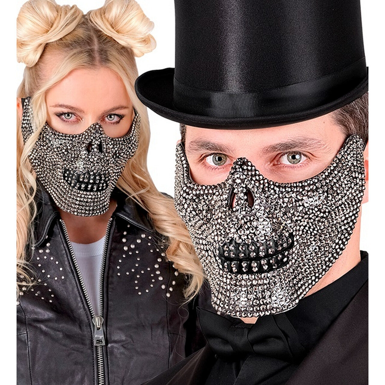 Op deze afbeelding zie je een Accessoires, van het merk Widmann. Halfmasker Schedel Met Strass