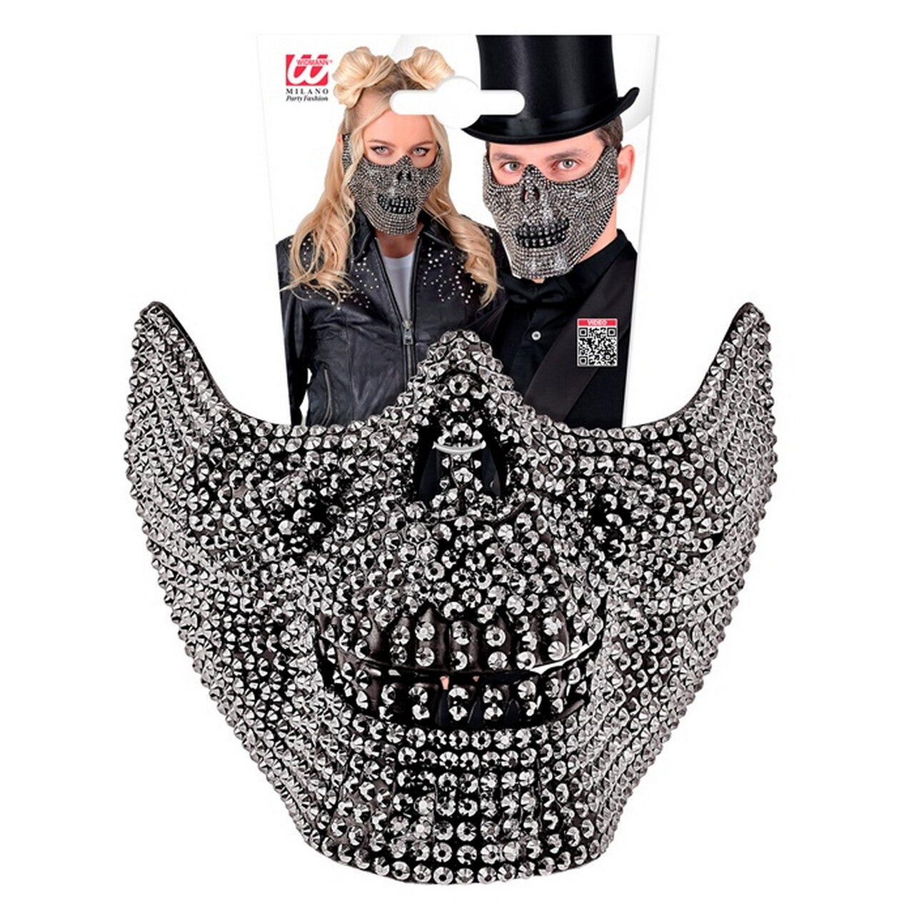 Op deze afbeelding zie je een Accessoires, van het merk Widmann. Halfmasker Schedel Met Strass
