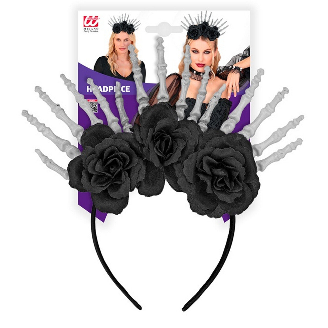 Op deze afbeelding zie je een Accessoires, van het merk Widmann. Hoofdband Skeleton Roses