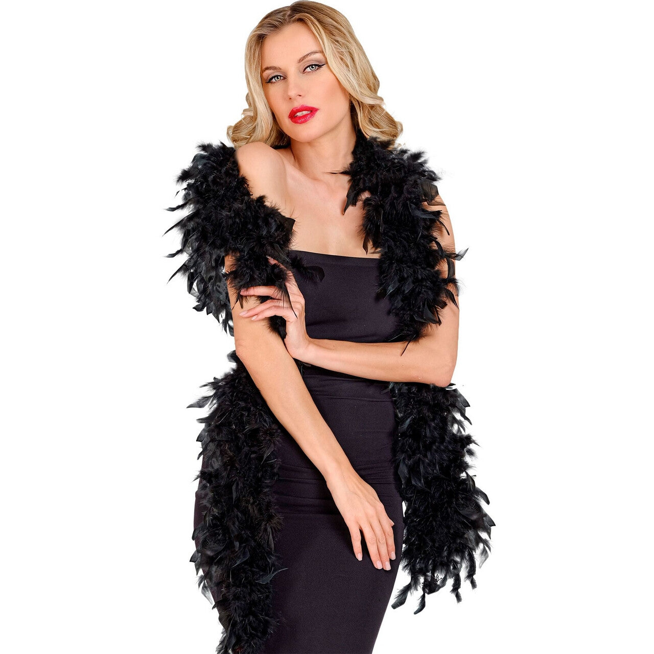 Op deze afbeelding zie je een Accessoires, van het merk Widmann. Boa Zwart 180 Centimeter 80 Gram