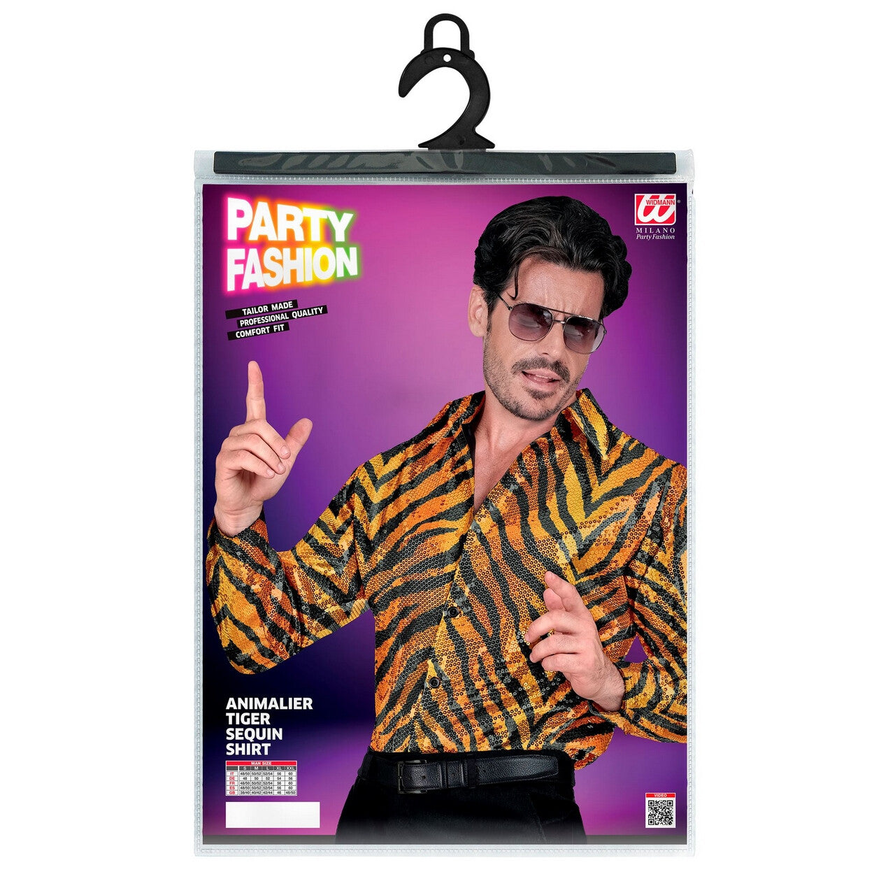 Op deze afbeelding zie je een Kostuums, van het merk Widmann. Pailletten Overhemd Tiger Joe Man