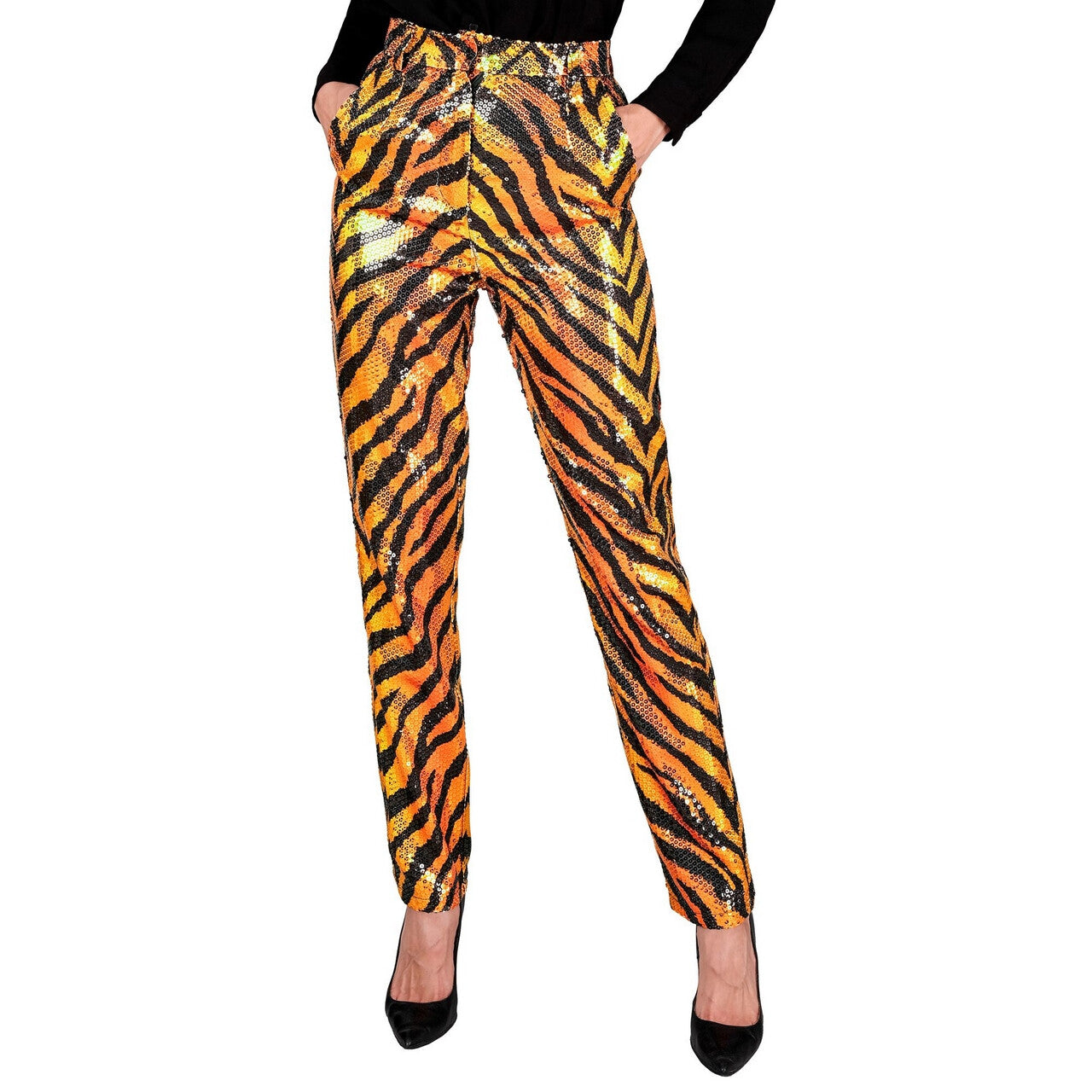 Op deze afbeelding zie je een Kostuums, van het merk Widmann. Pailletten Broek Jungle Fever Tiger Wild Vrouw