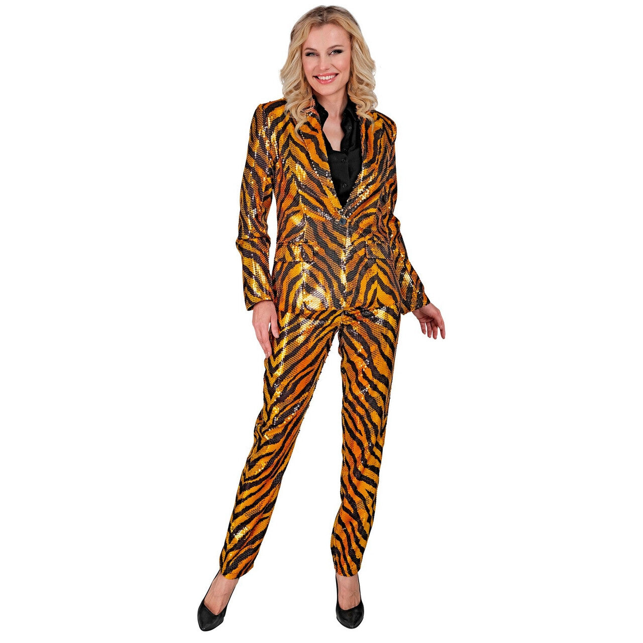 Op deze afbeelding zie je een Kostuums, van het merk Widmann. Pailletten Broek Jungle Fever Tiger Wild Vrouw