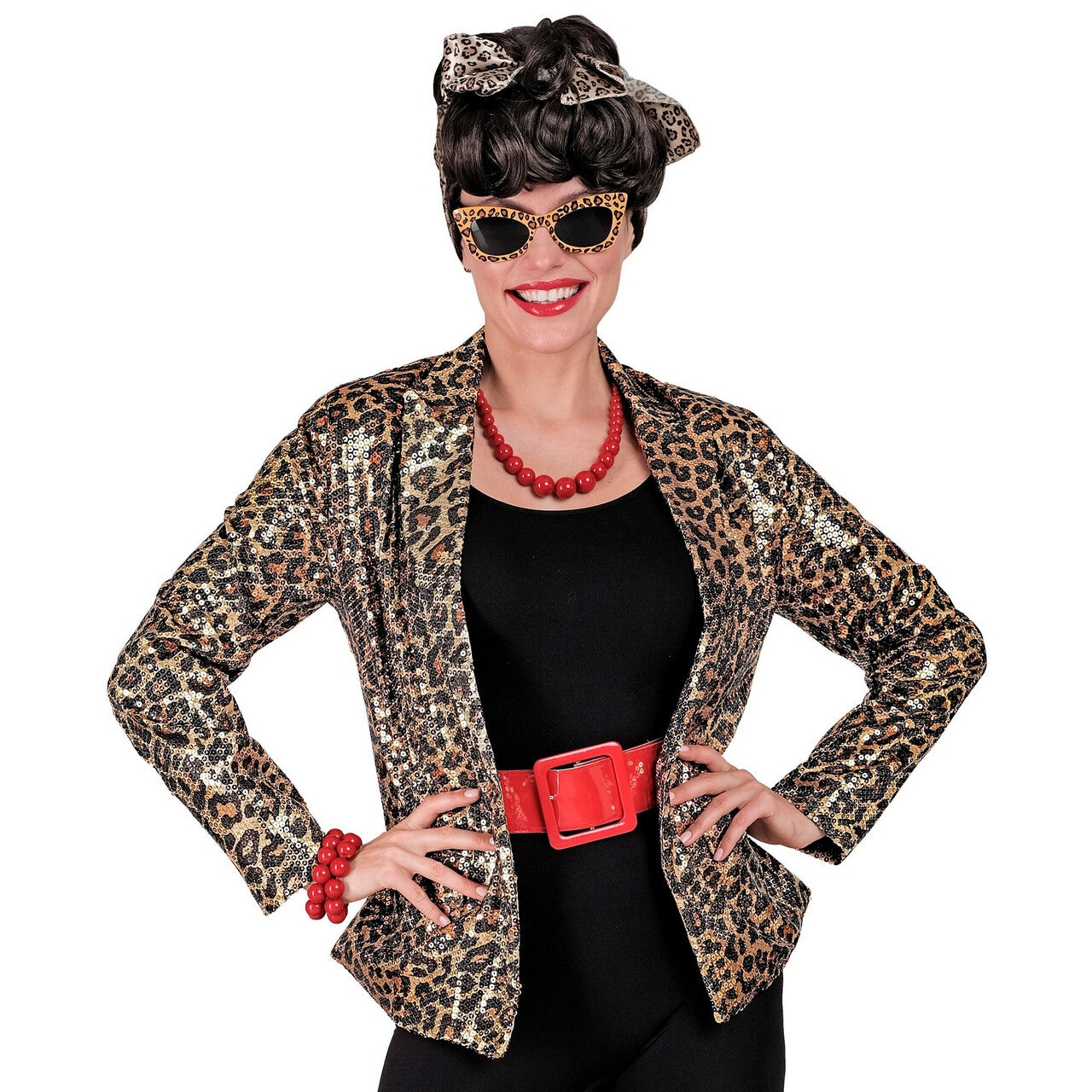 Op deze afbeelding zie je een Kostuums, van het merk Widmann. Pailletten Blazer Luipaard Chique Vrouw