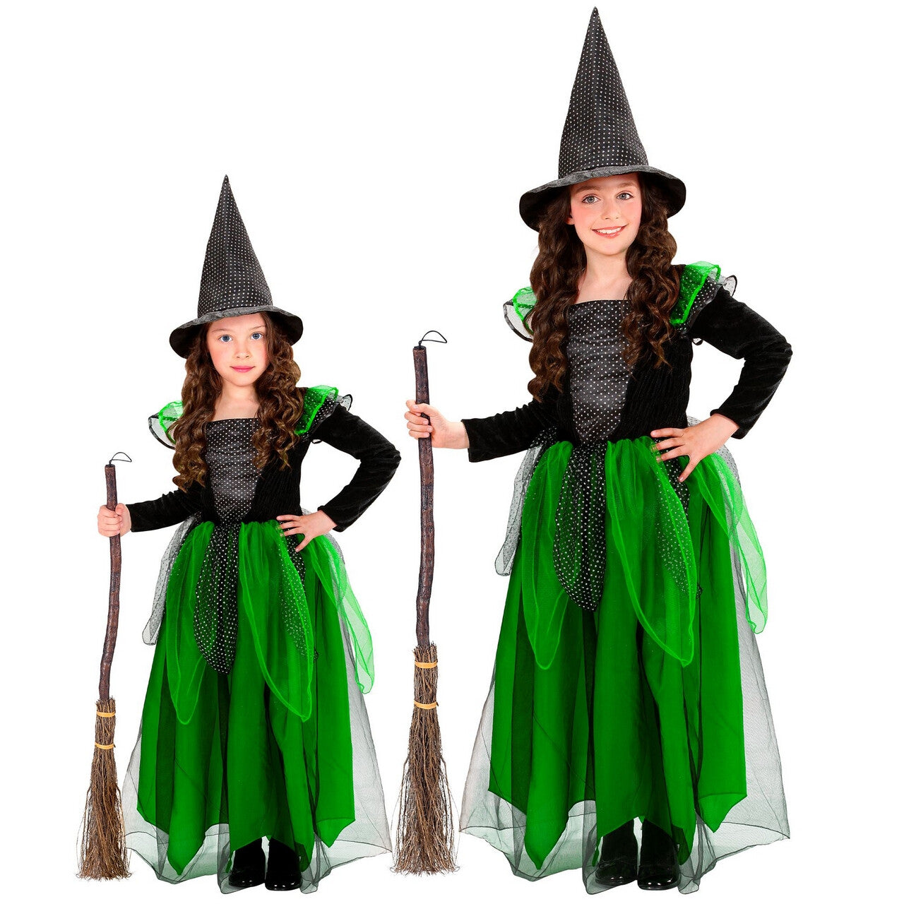 Op deze afbeelding zie je een Kostuums, van het merk Widmann. Bos Heks Greenwitch Kind Meisje Kostuum