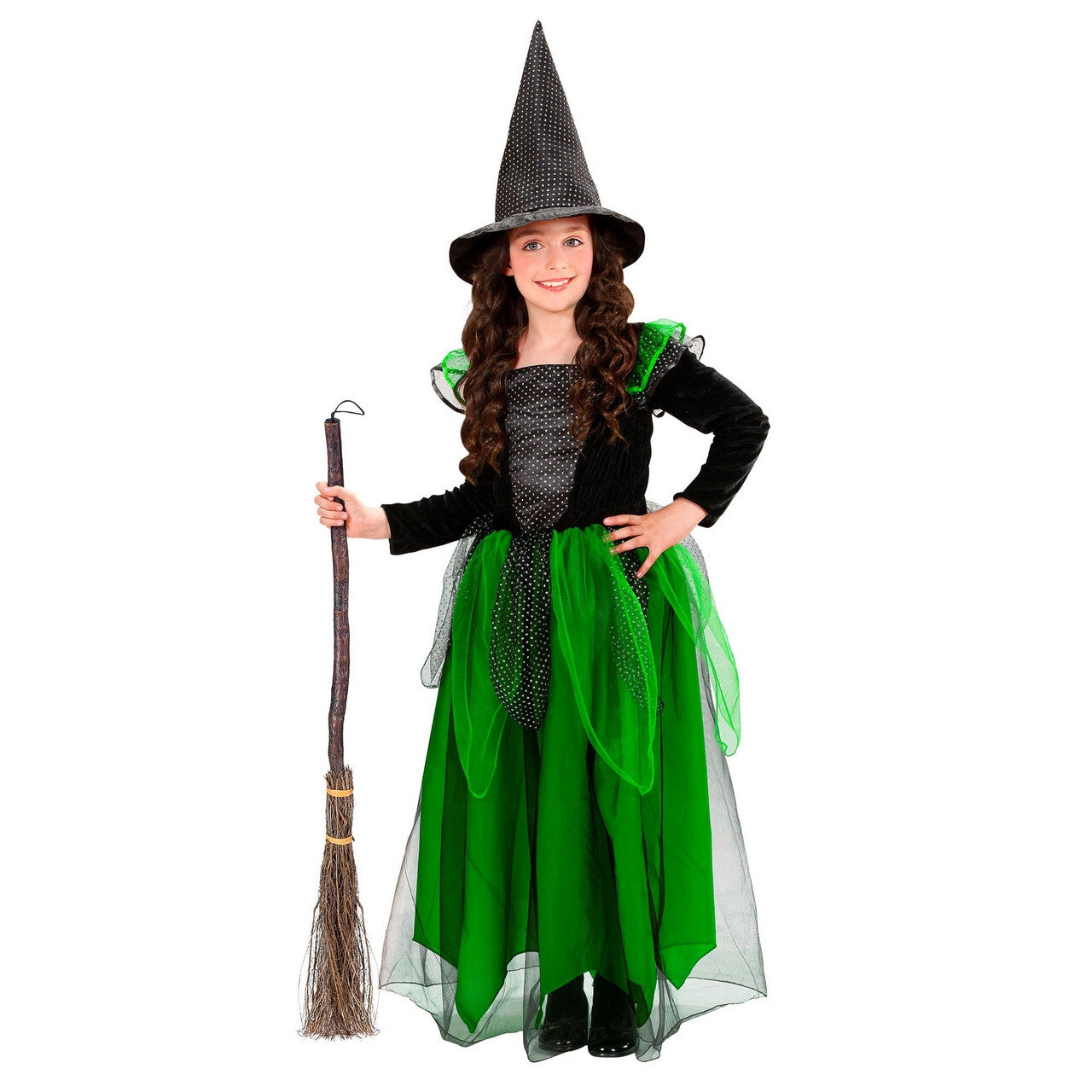Op deze afbeelding zie je een Kostuums, van het merk Widmann. Bos Heks Greenwitch Kind Meisje Kostuum