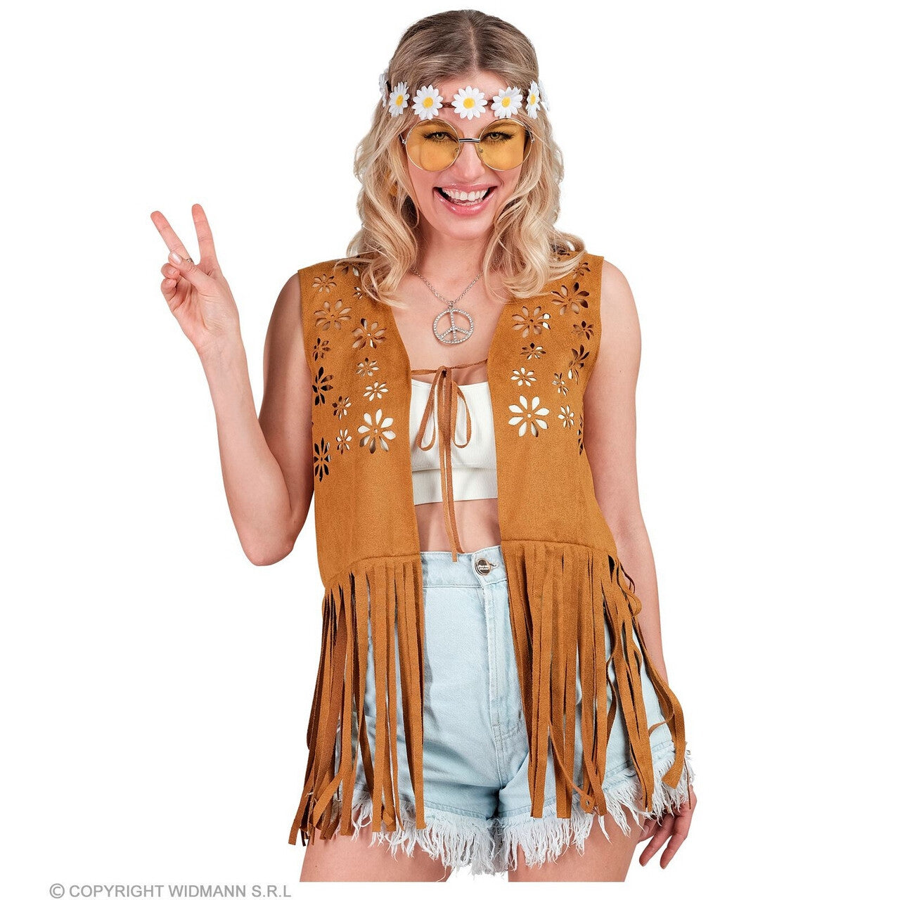 Op deze afbeelding zie je een Kostuums, van het merk Widmann. Hippie Vest Bohemian Festival Vrouw