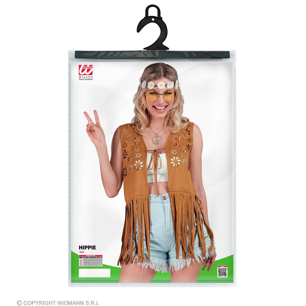 Op deze afbeelding zie je een Kostuums, van het merk Widmann. Hippie Vest Bohemian Festival Vrouw