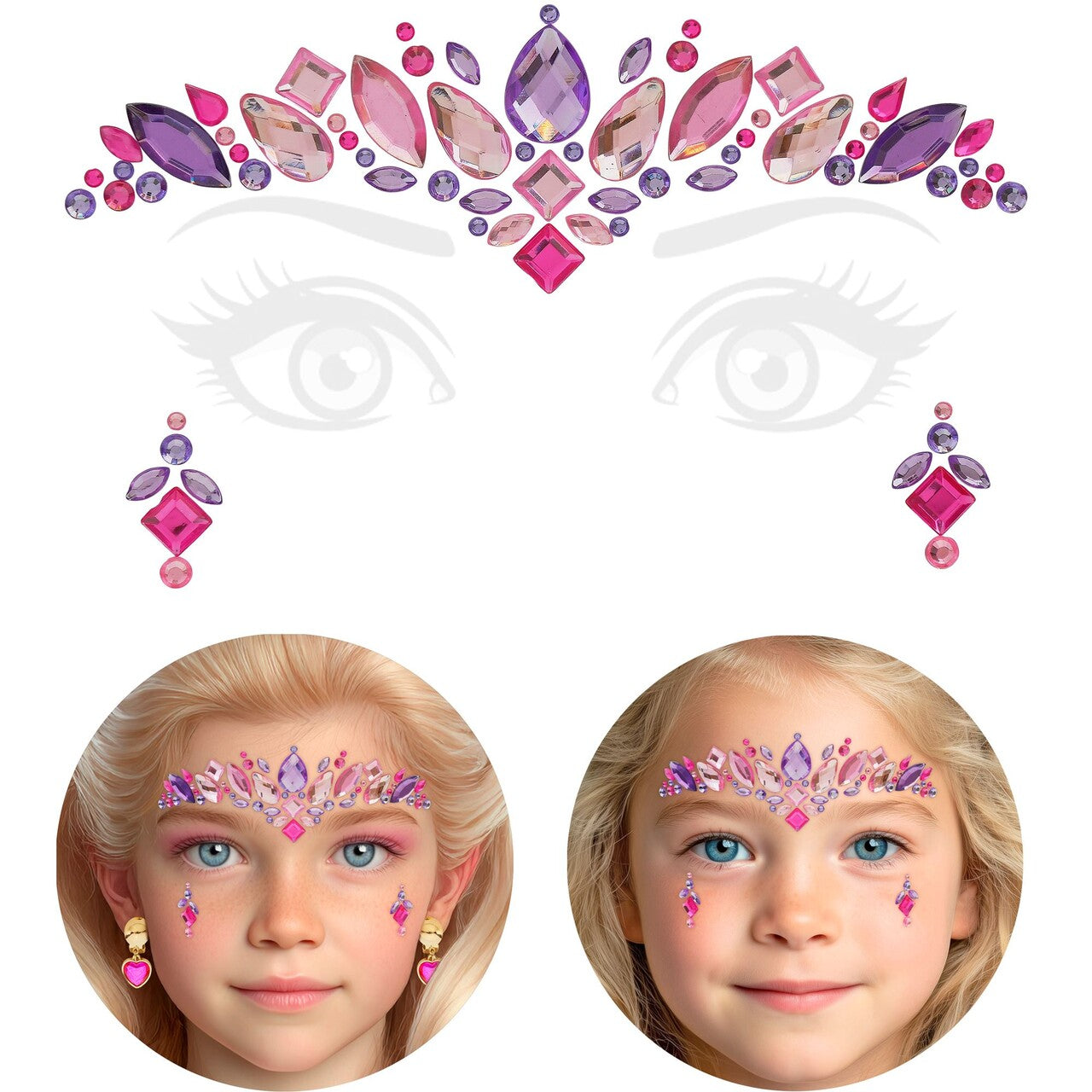 Op deze afbeelding zie je een Decoratie, van het merk Widmann. Gezicht Stickers Prinses Glow