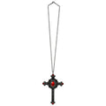 Gotische Ketting Kruis Met Rode Steen