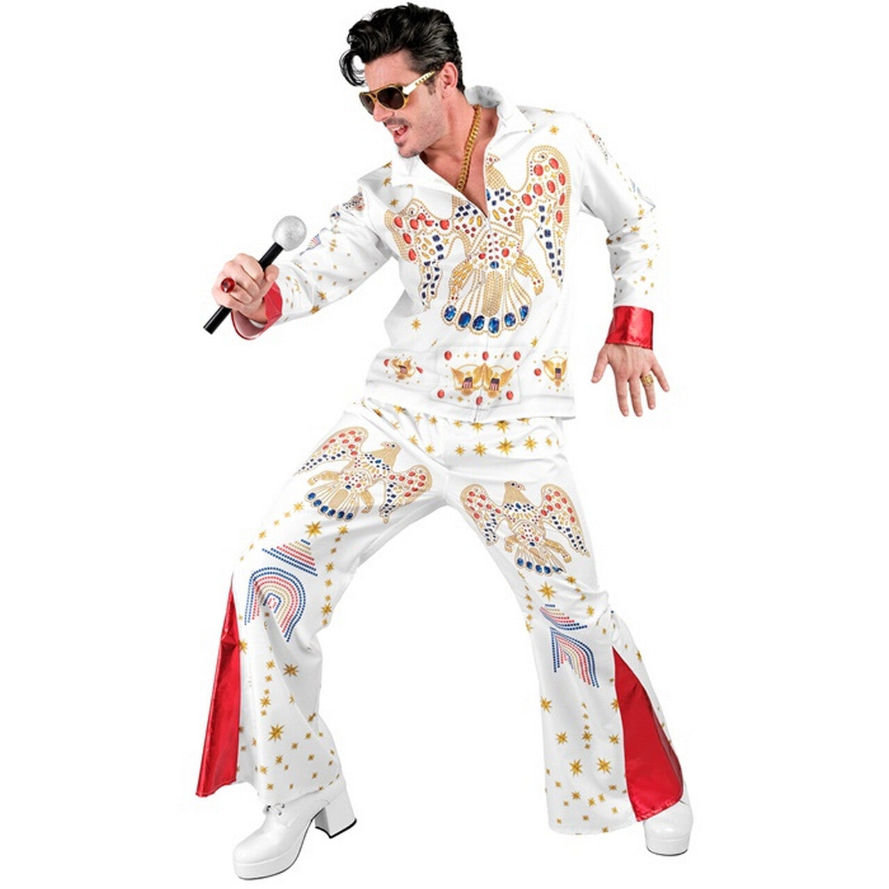 Op deze afbeelding zie je een Kostuums, van het merk Widmann. Las Vegas King Elvis Man Kostuum