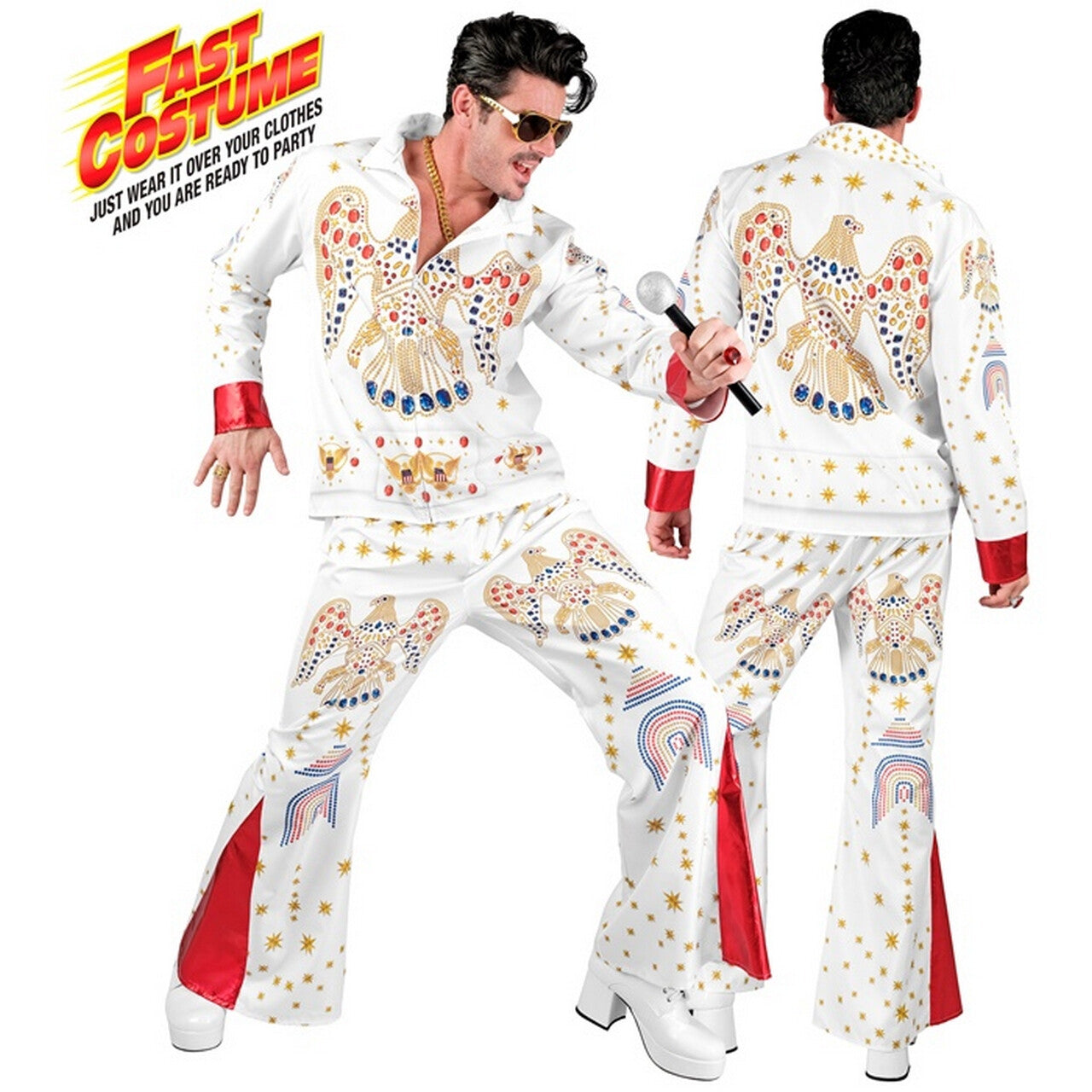 Op deze afbeelding zie je een Kostuums, van het merk Widmann. Las Vegas King Elvis Man Kostuum