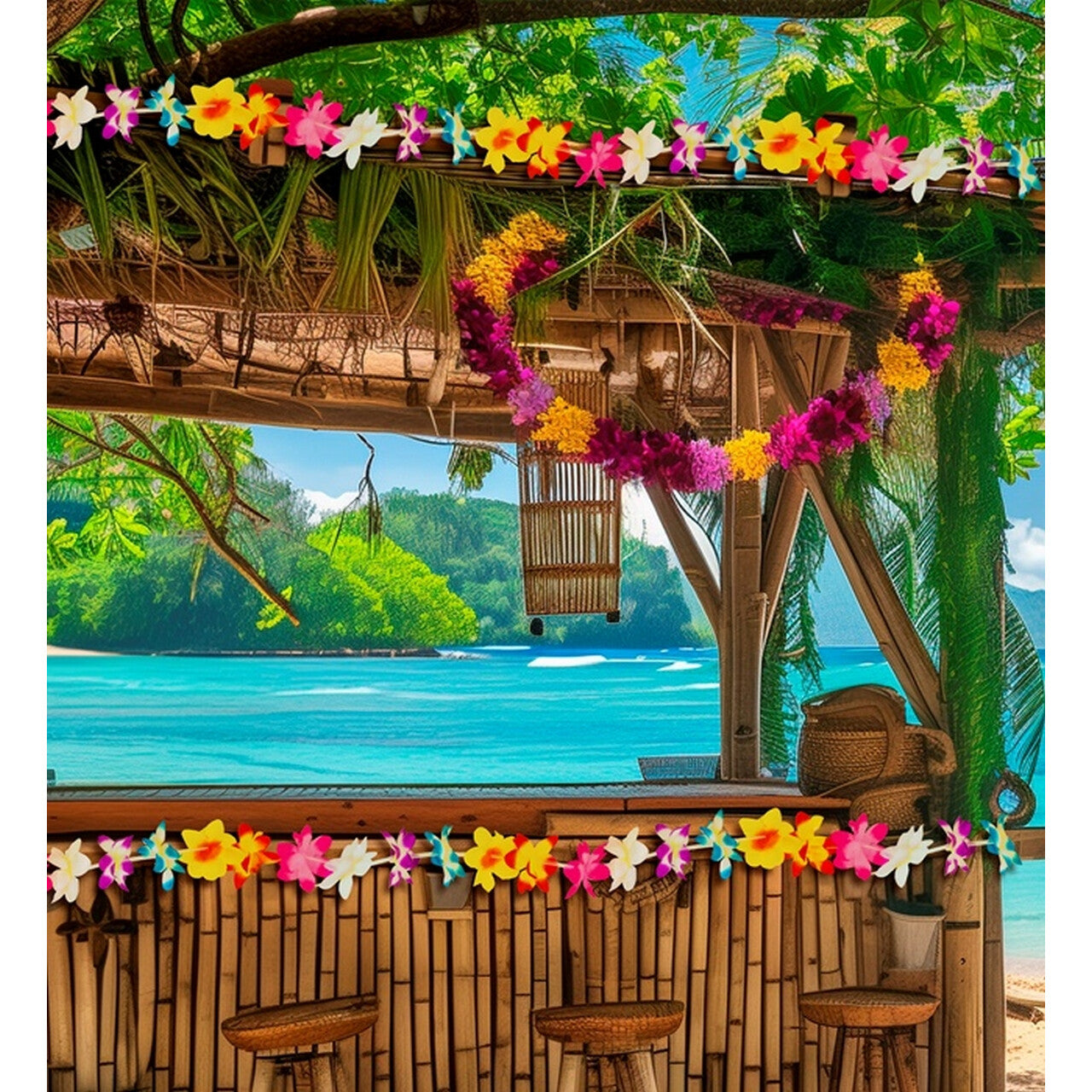 Op deze afbeelding zie je een Decoratie, van het merk Widmann. Enorm Lange Bloemenkrans Slinger Tropical Nights