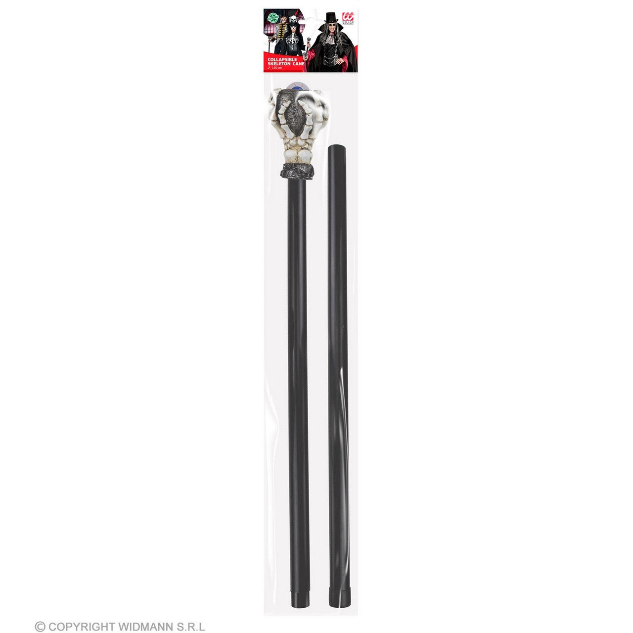 Op deze afbeelding zie je een Accessoires, van het merk Widmann. Inklapbare Wandelstok Skelethand, 110 Centimeter