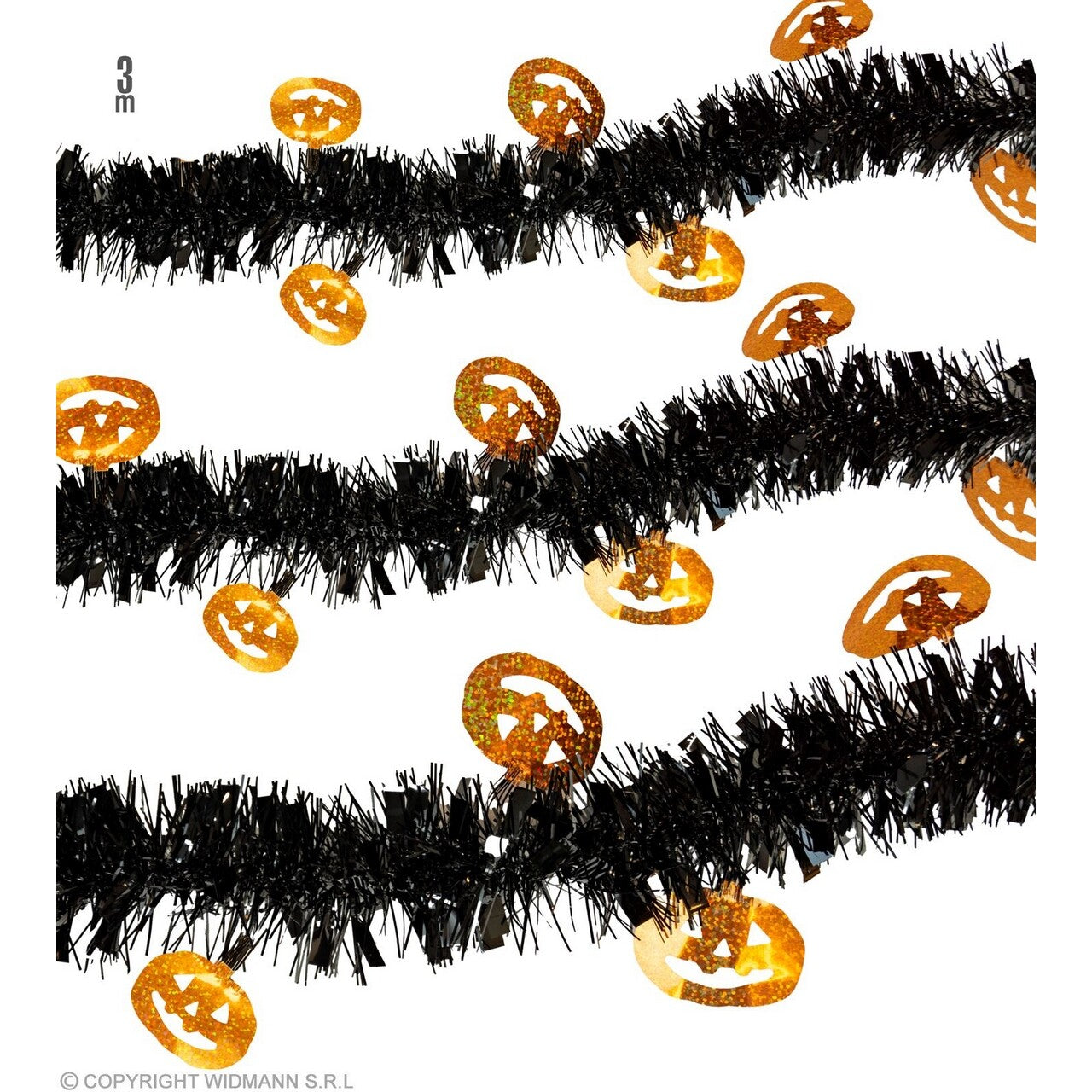 Op deze afbeelding zie je een Decoratie, van het merk Widmann. Slinger Halloween Pompoen