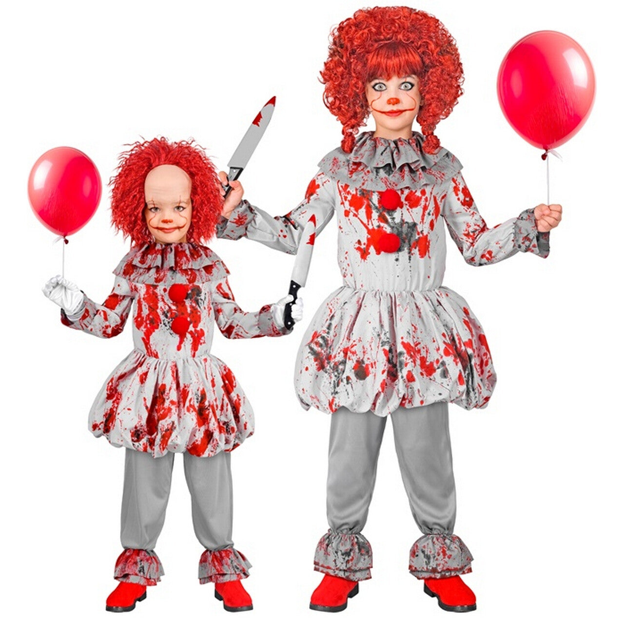 Op deze afbeelding zie je een Kostuums, van het merk Widmann. Bloederige Puinhoop Clown Meisje Kostuum