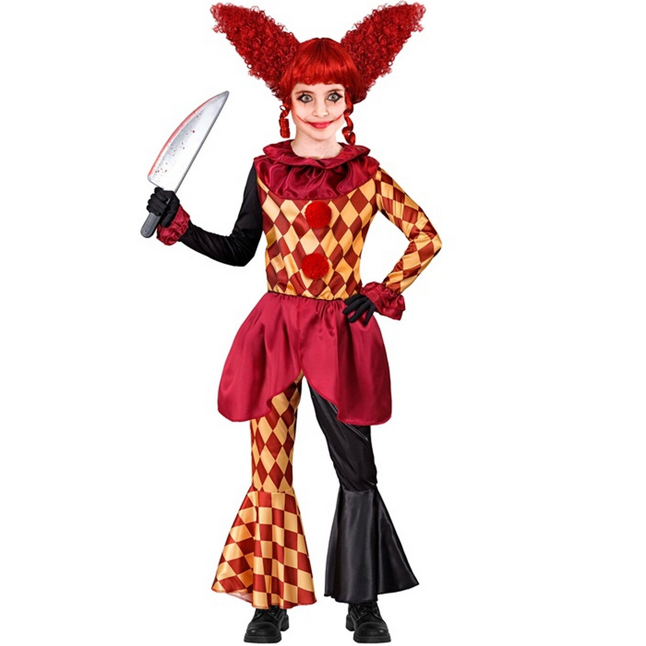 Op deze afbeelding zie je een Kostuums, van het merk Widmann. Holly Horror Clown Meisje Kostuum