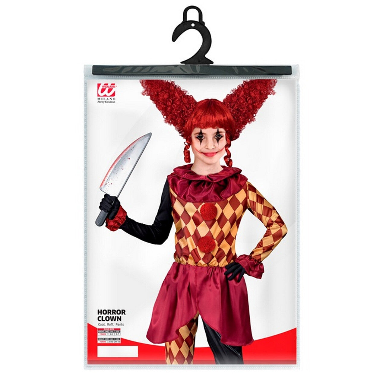 Op deze afbeelding zie je een Kostuums, van het merk Widmann. Holly Horror Clown Meisje Kostuum