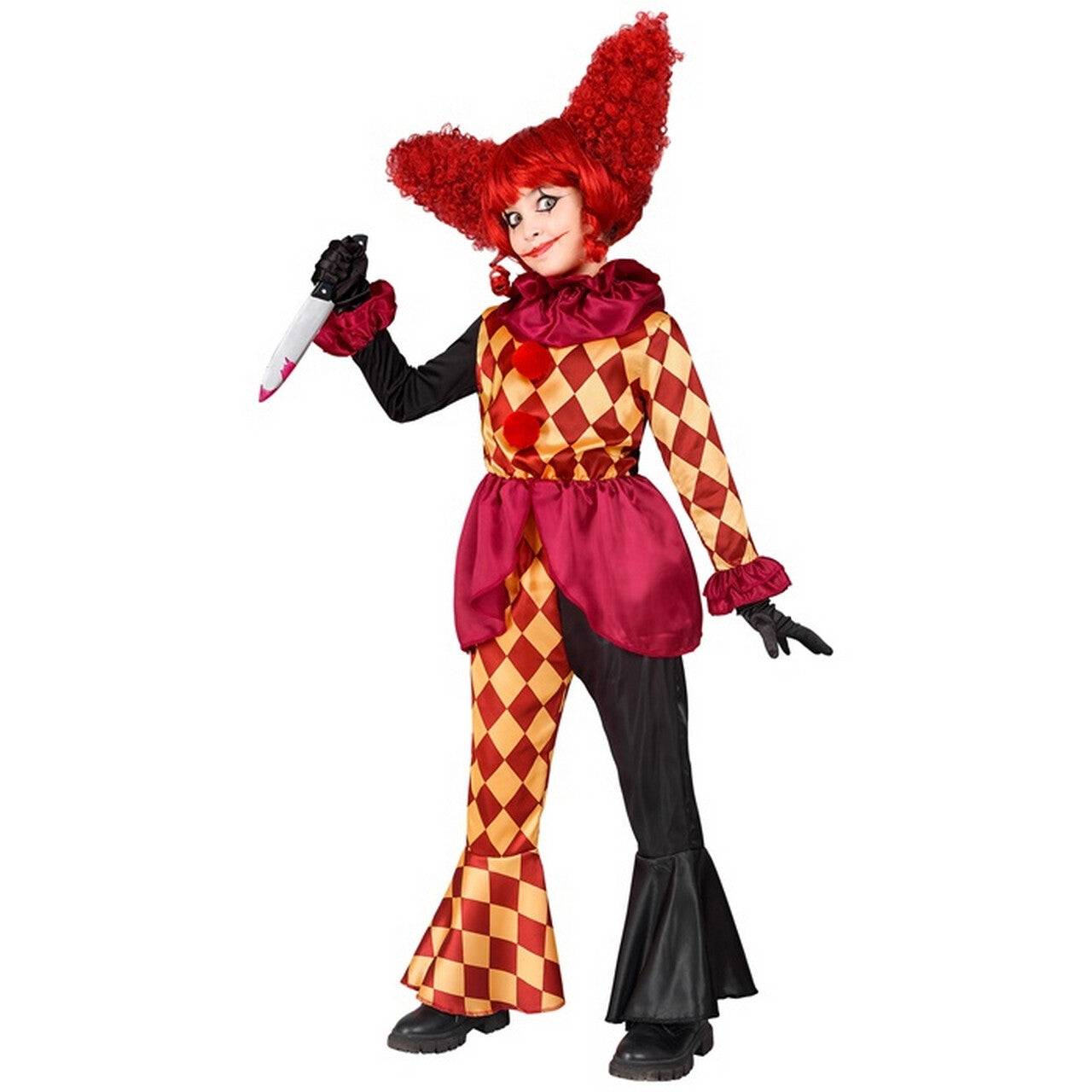 Op deze afbeelding zie je een Kostuums, van het merk Widmann. Holly Horror Clown Meisje Kostuum