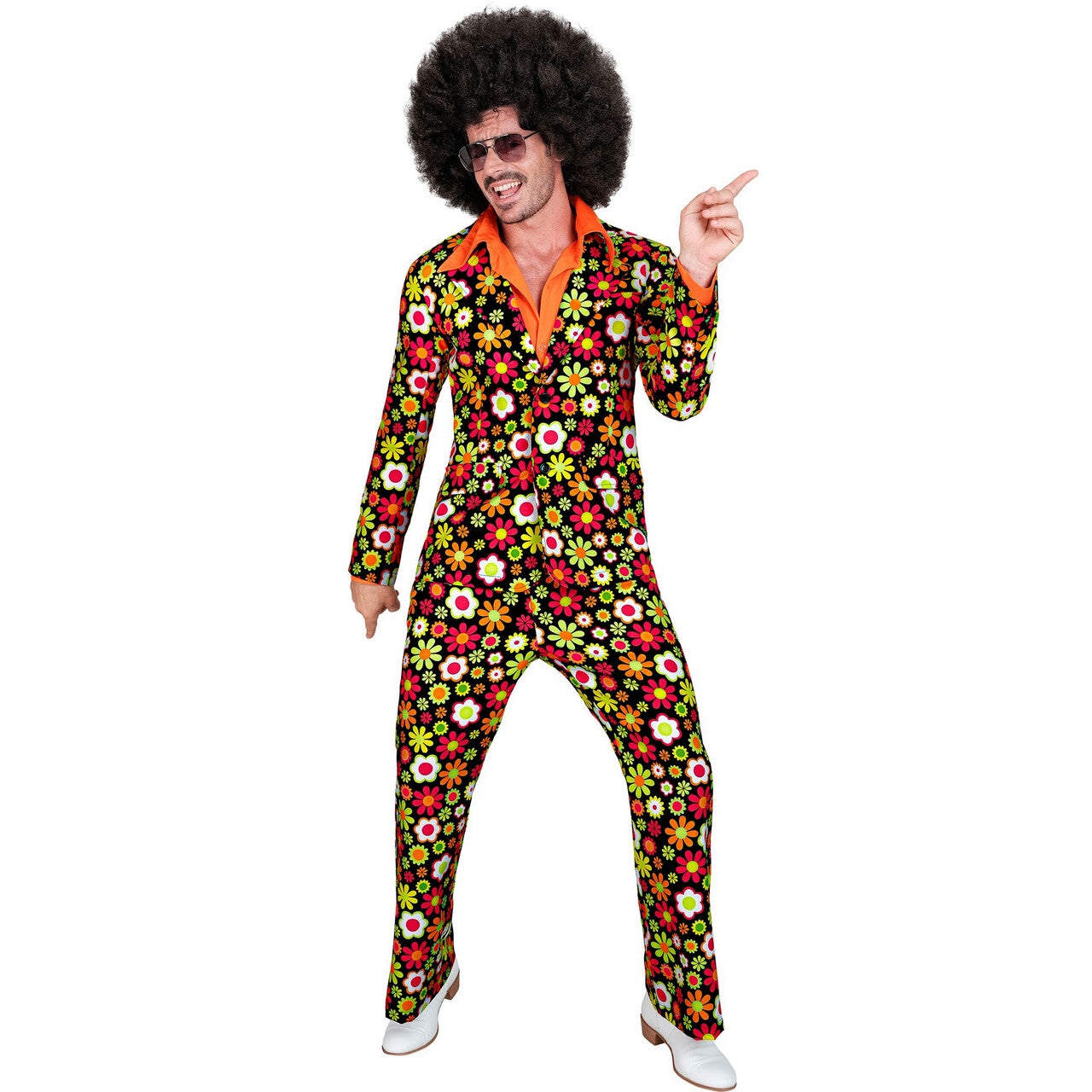 Op deze afbeelding zie je een Kostuums, van het merk Widmann. Super 60s Flower Dance 2delig Man Kostuum