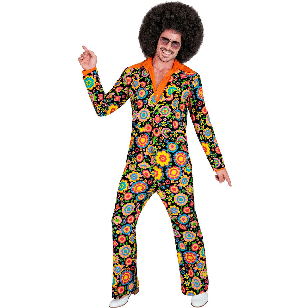 Op deze afbeelding zie je een Kostuums, van het merk Widmann. So Into The 60s Flower Love 2delig Man Kostuum