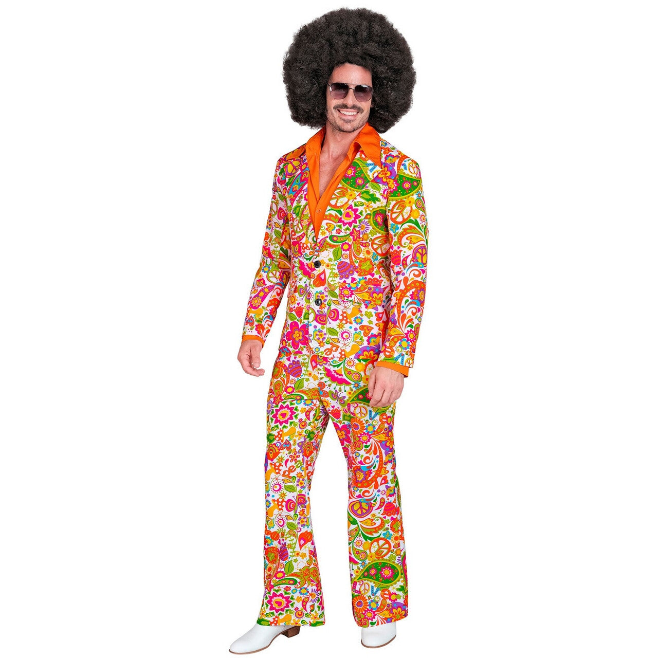Op deze afbeelding zie je een Kostuums, van het merk Widmann. Super 60s Peace And Flower 2delig Man Kostuum