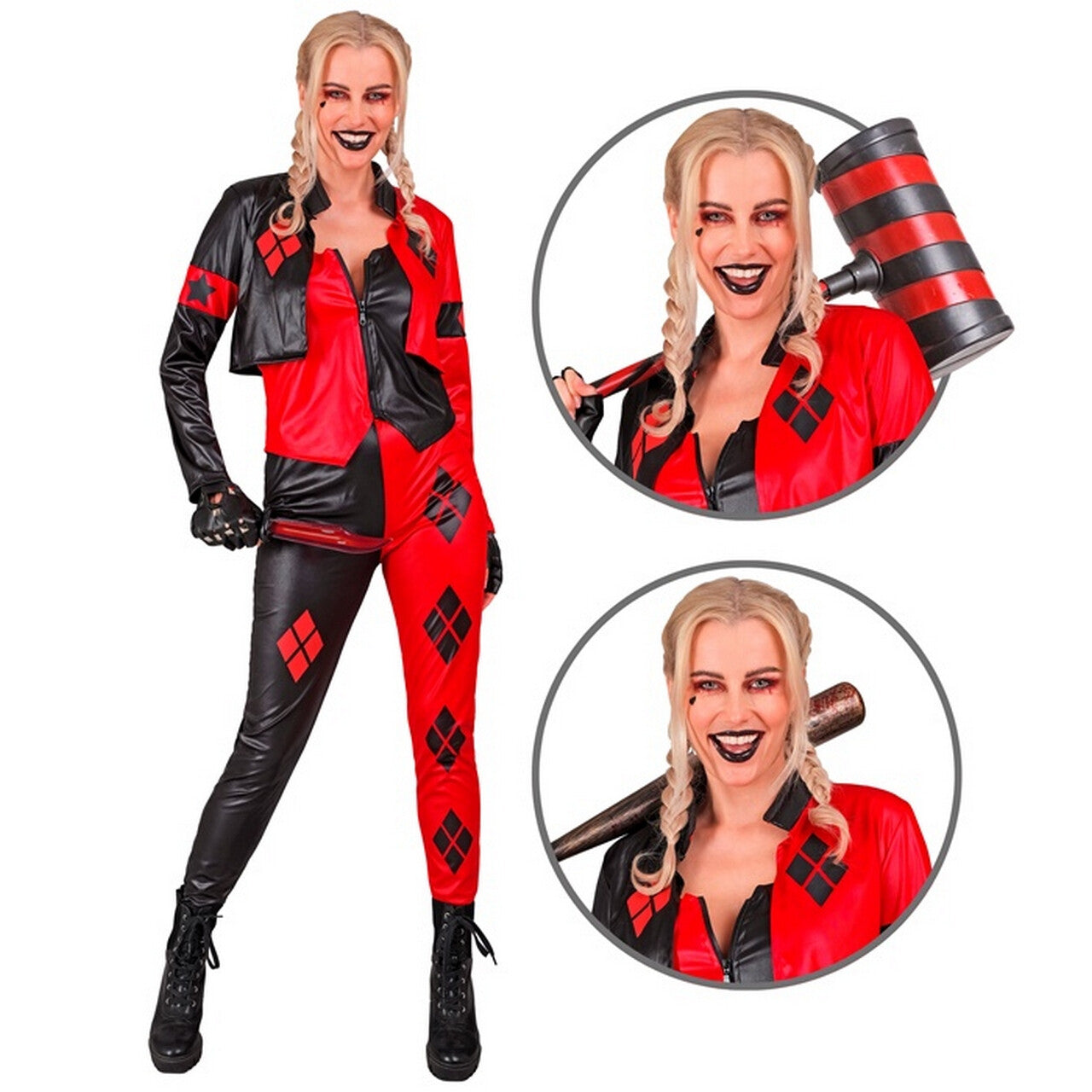 Op deze afbeelding zie je een Kostuums, van het merk Widmann. Evil Hailey Harlequin Vrouw Kostuum