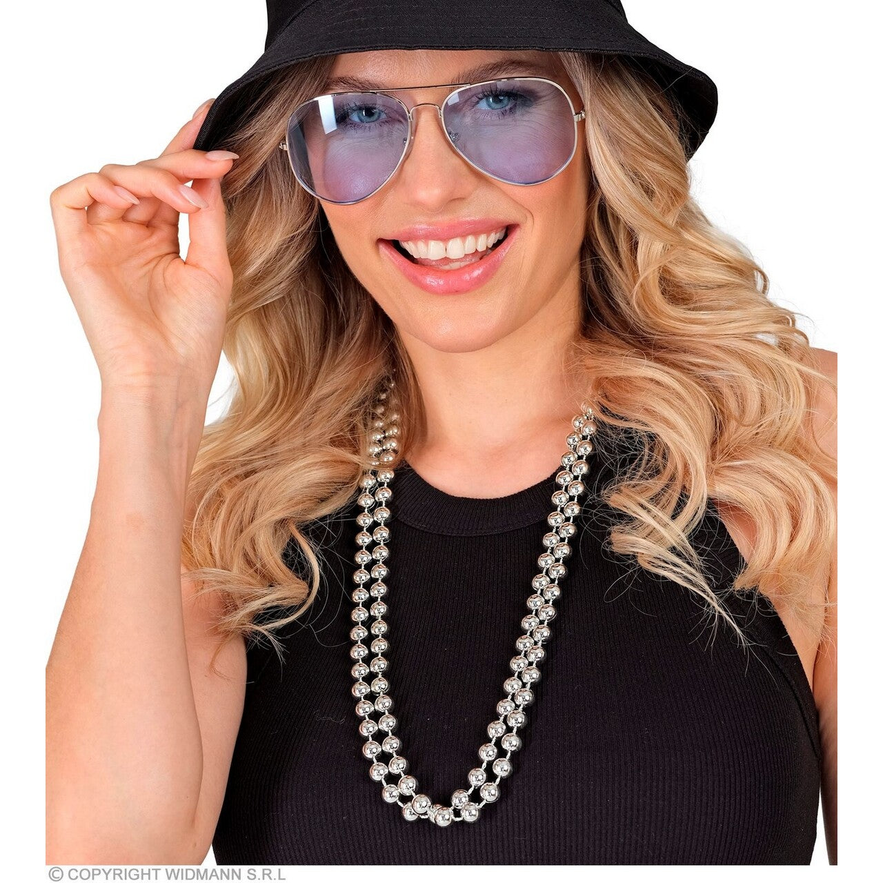 Op deze afbeelding zie je een Accessoires, van het merk Widmann. Dubbele Kralen Ketting Zilver