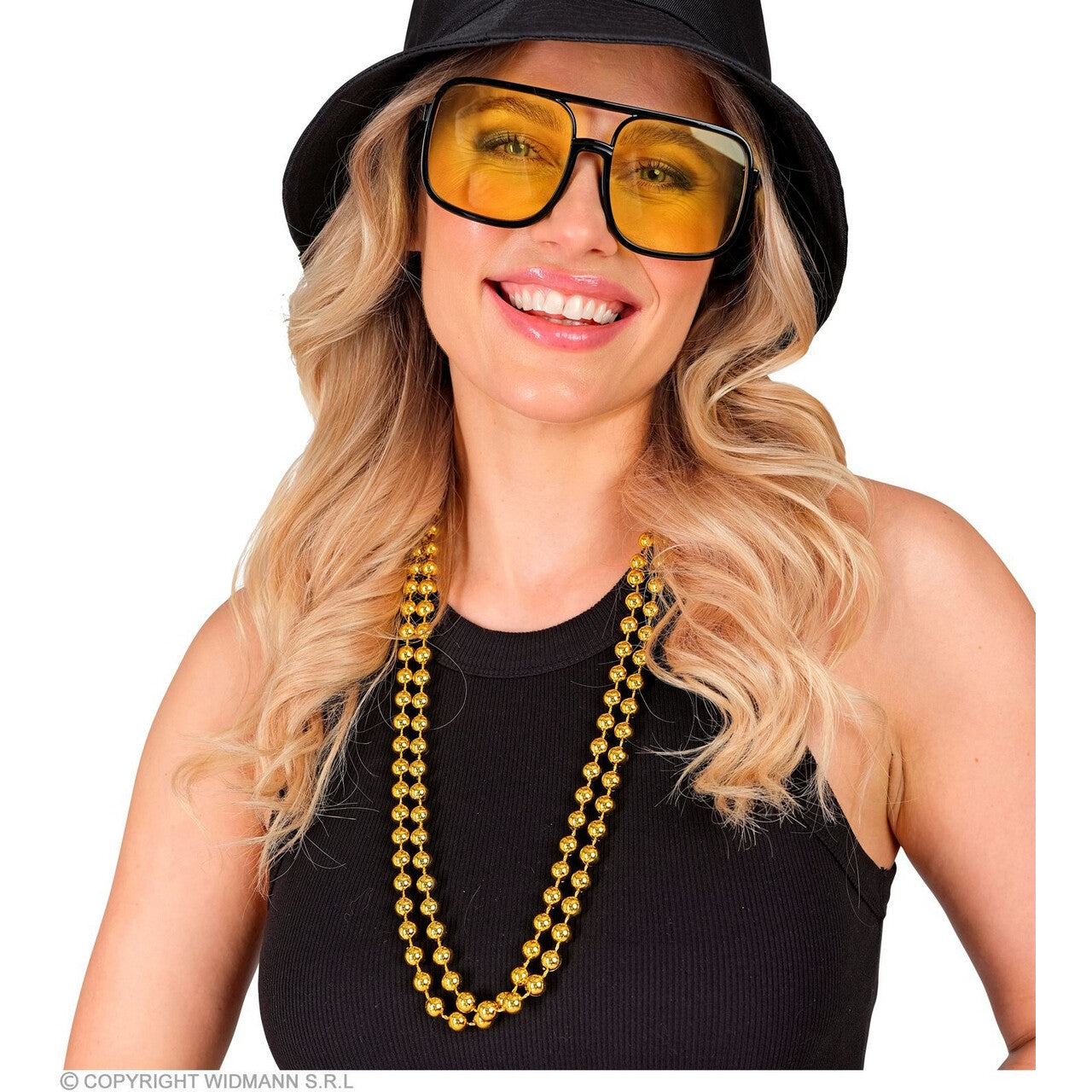Op deze afbeelding zie je een Accessoires, van het merk Widmann. Dubbele Kralen Ketting Goud