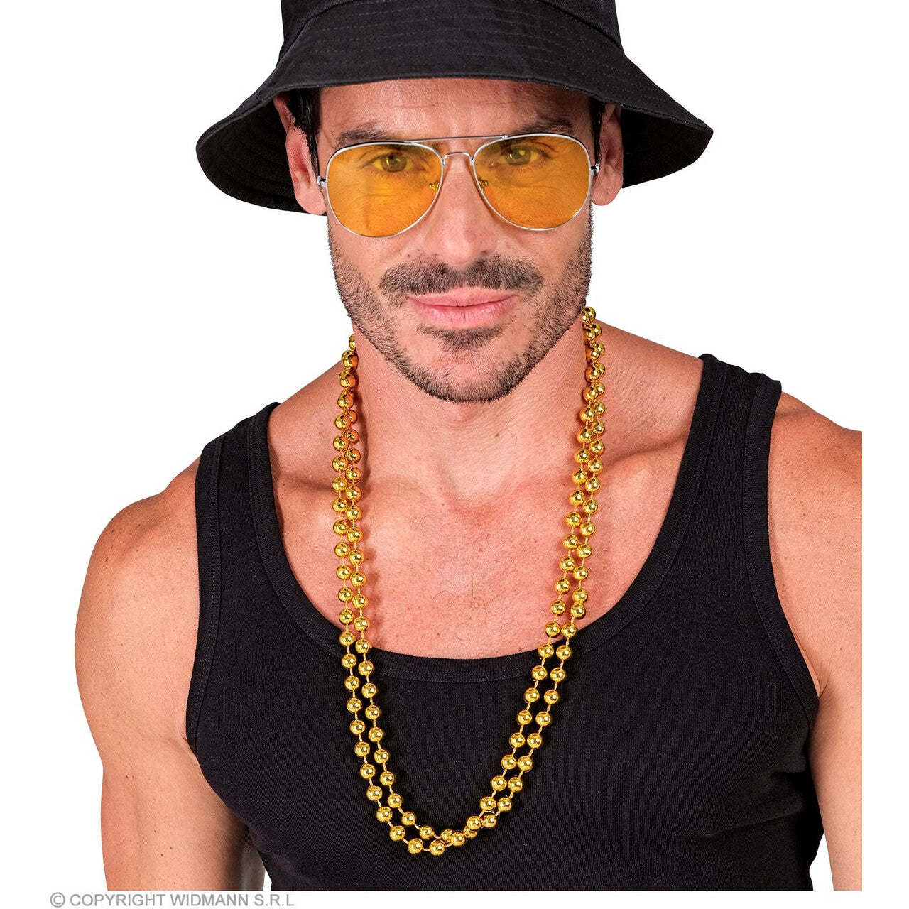 Op deze afbeelding zie je een Accessoires, van het merk Widmann. Dubbele Kralen Ketting Goud