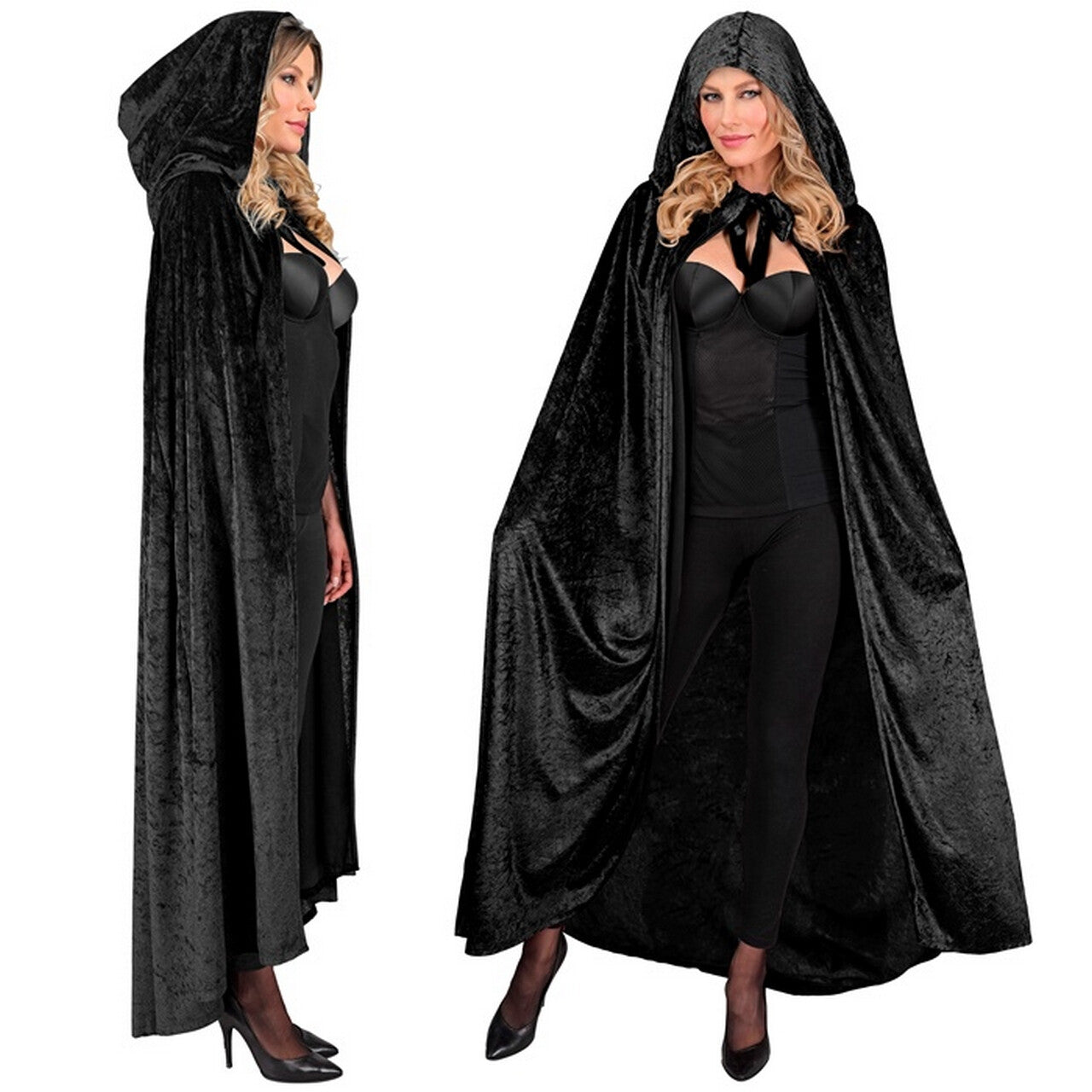 Op deze afbeelding zie je een Kostuums, van het merk Widmann. Fluwelen Cape Zwart 140 Centimeter
