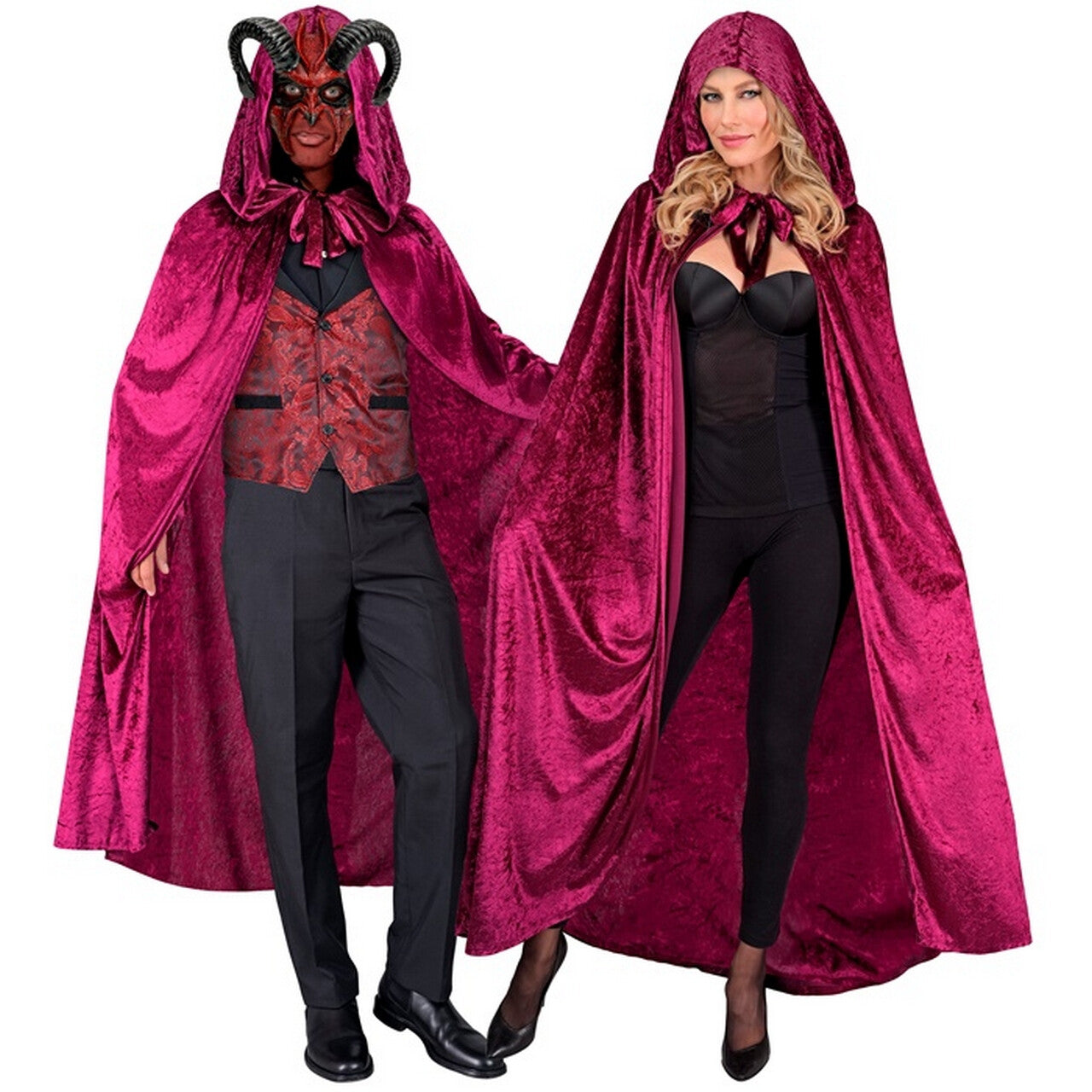 Op deze afbeelding zie je een Kostuums, van het merk Widmann. Fluwelen Cape Rood 140 Centimeter