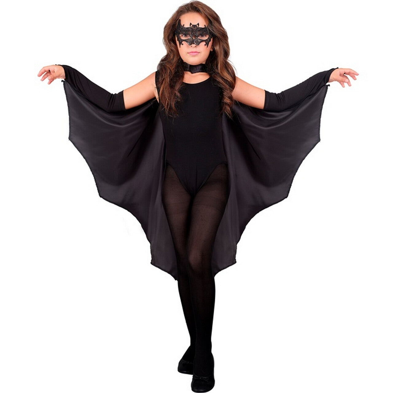 Op deze afbeelding zie je een Kostuums, van het merk Widmann. Vleermuis Cape Batgirl Meisje