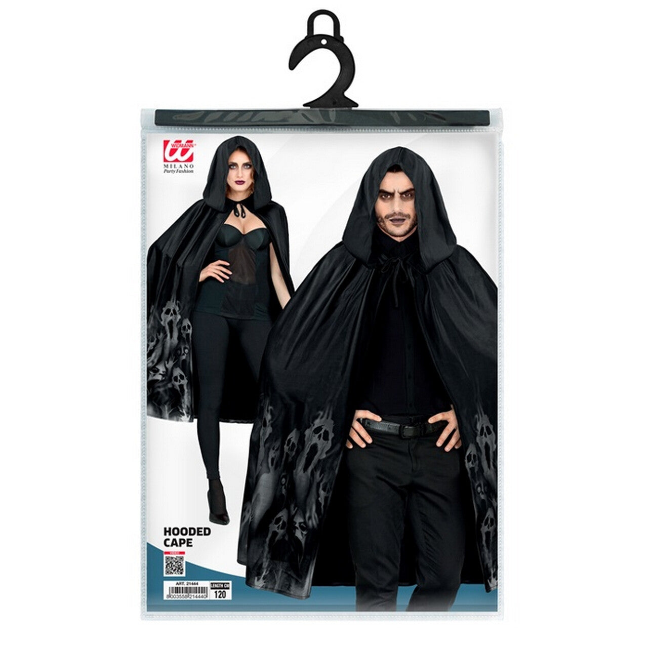 Op deze afbeelding zie je een Kostuums, van het merk Widmann. Zwarte Cape 120 Centimeter Ghost Scream Kostuum