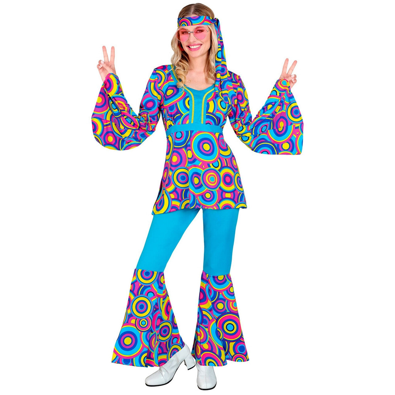 Op deze afbeelding zie je een Kostuums, van het merk Widmann. Disco Bubbels Jaren 70 Style Vrouw Kostuum