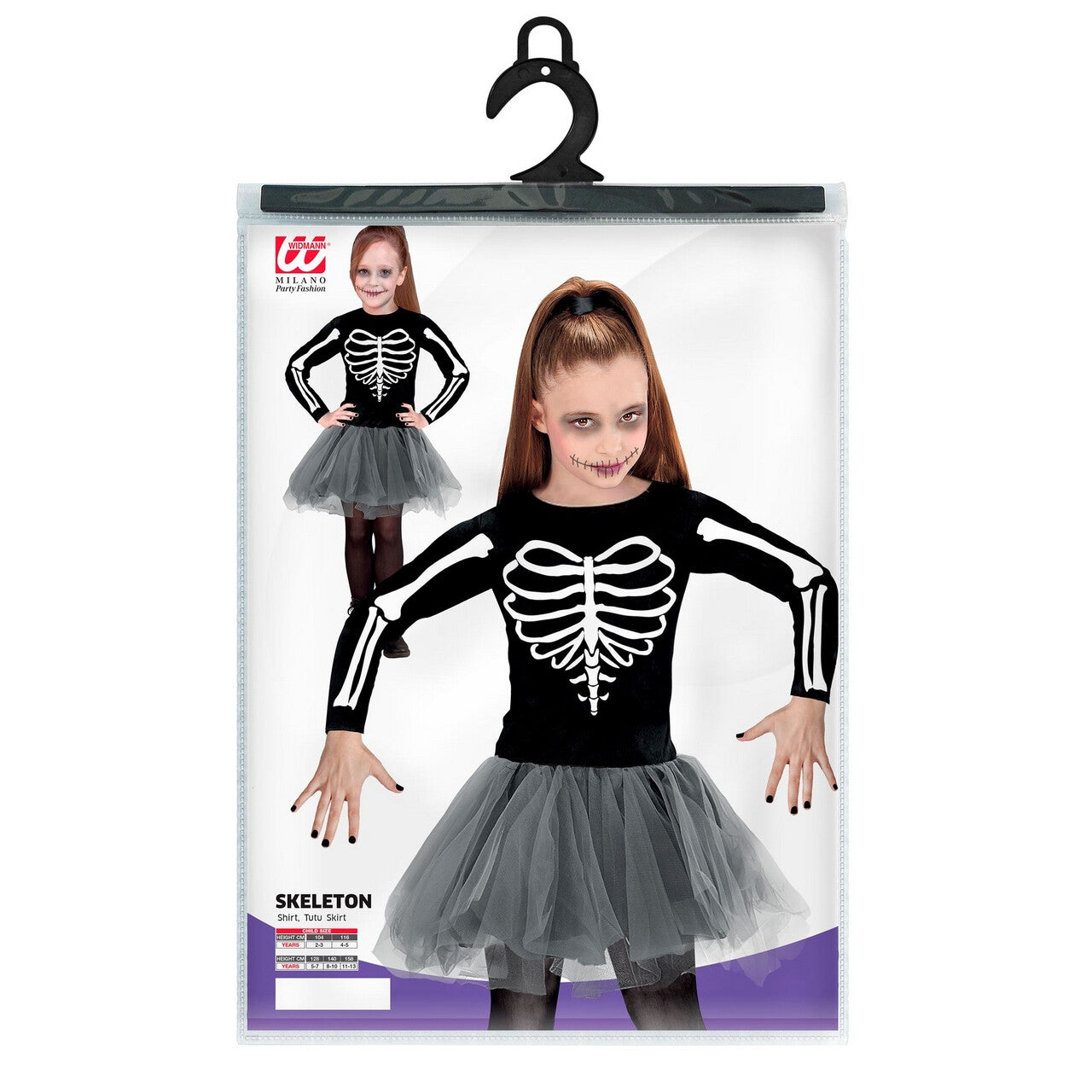 Op deze afbeelding zie je een Kostuums, van het merk Widmann. Selena Ballet Skelet Meisje Kostuum