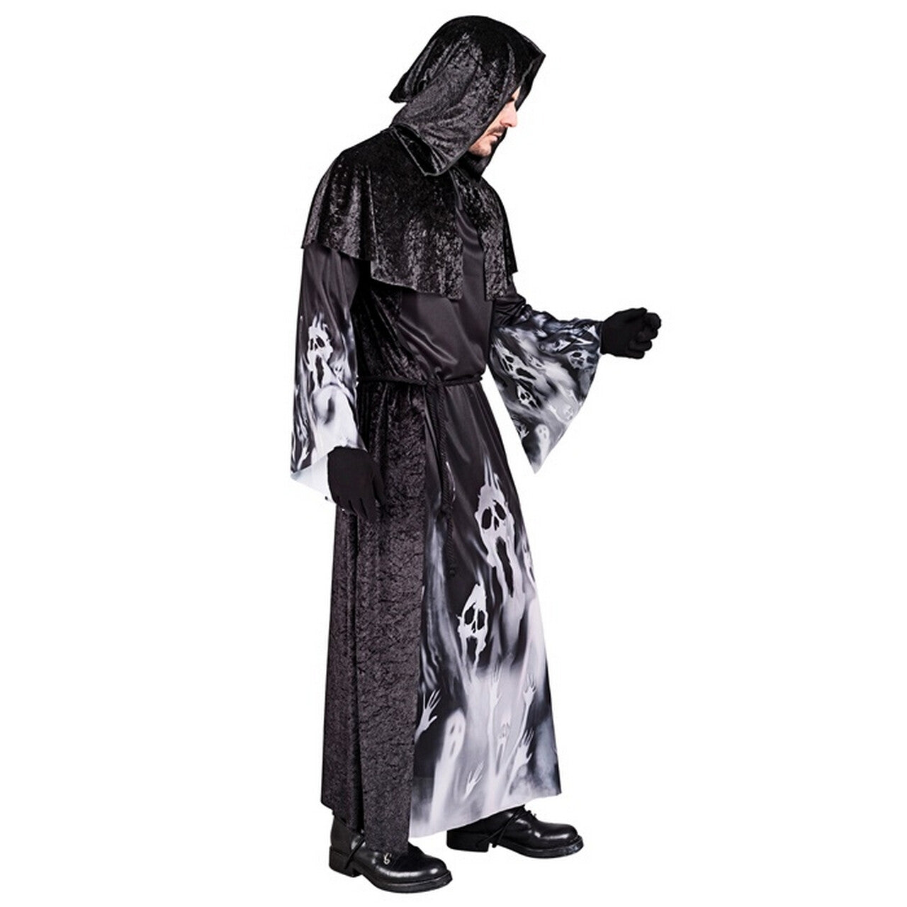 Op deze afbeelding zie je een Kostuums, van het merk Widmann. Screaming Souls Taker Man Kostuum